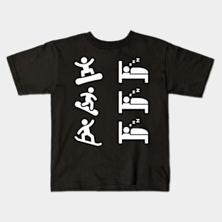 Lispe Snowboard Sleep Repeat Kids T-Shirt